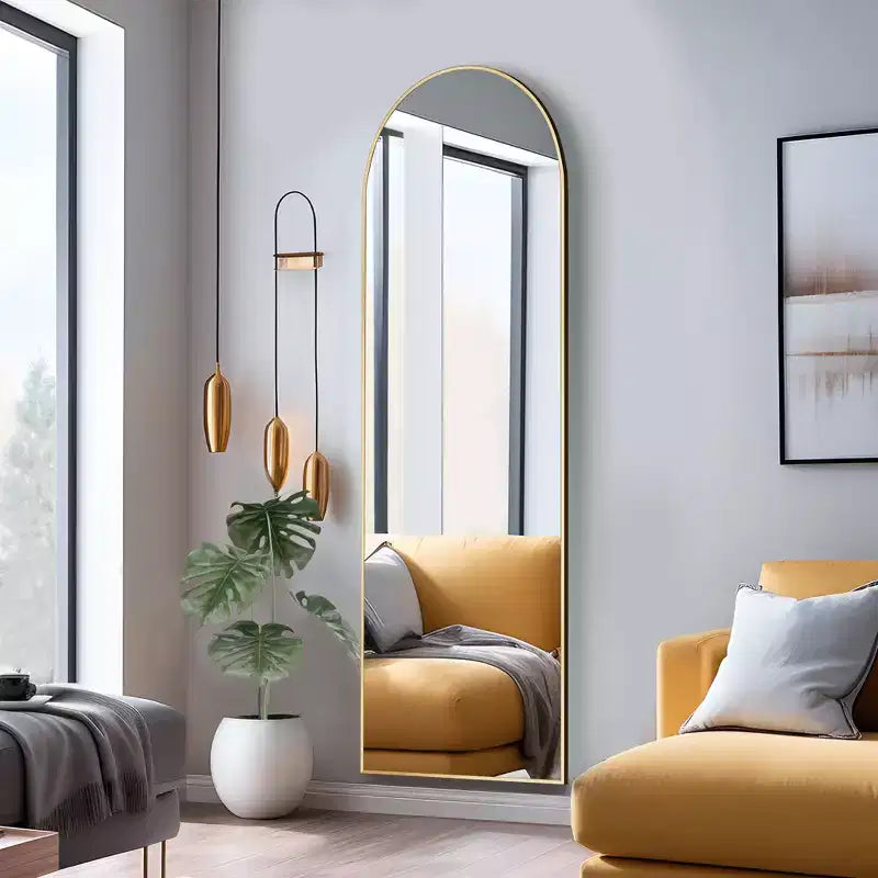 Miroir Mural Complet Dovelina Modern Arch avec Cadre en Alliage d'Aluminium Grand Format