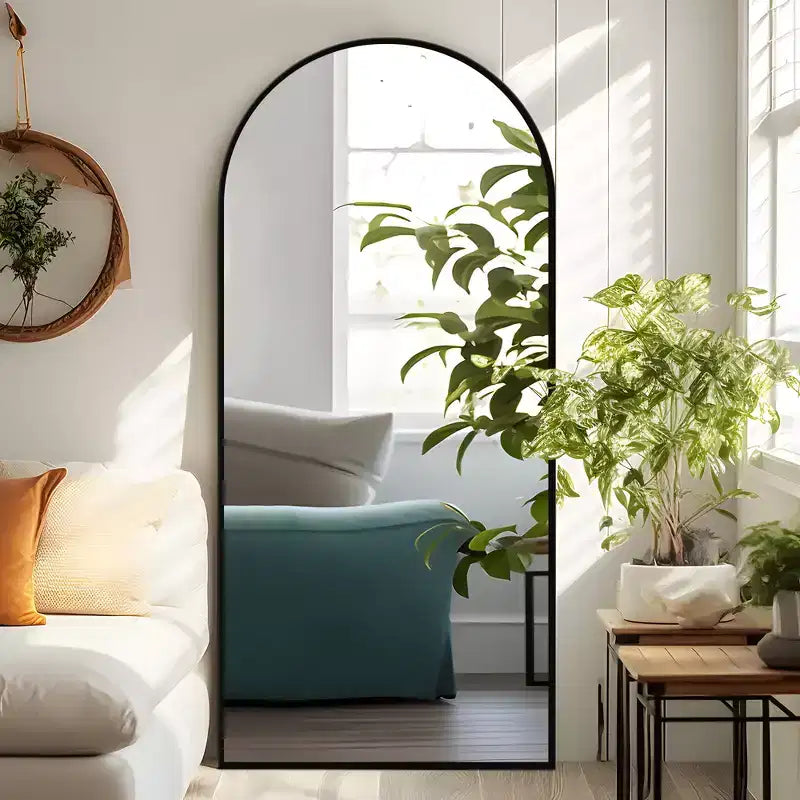 Miroir Mural Complet Dovelina Modern Arch avec Cadre en Alliage d'Aluminium Grand Format