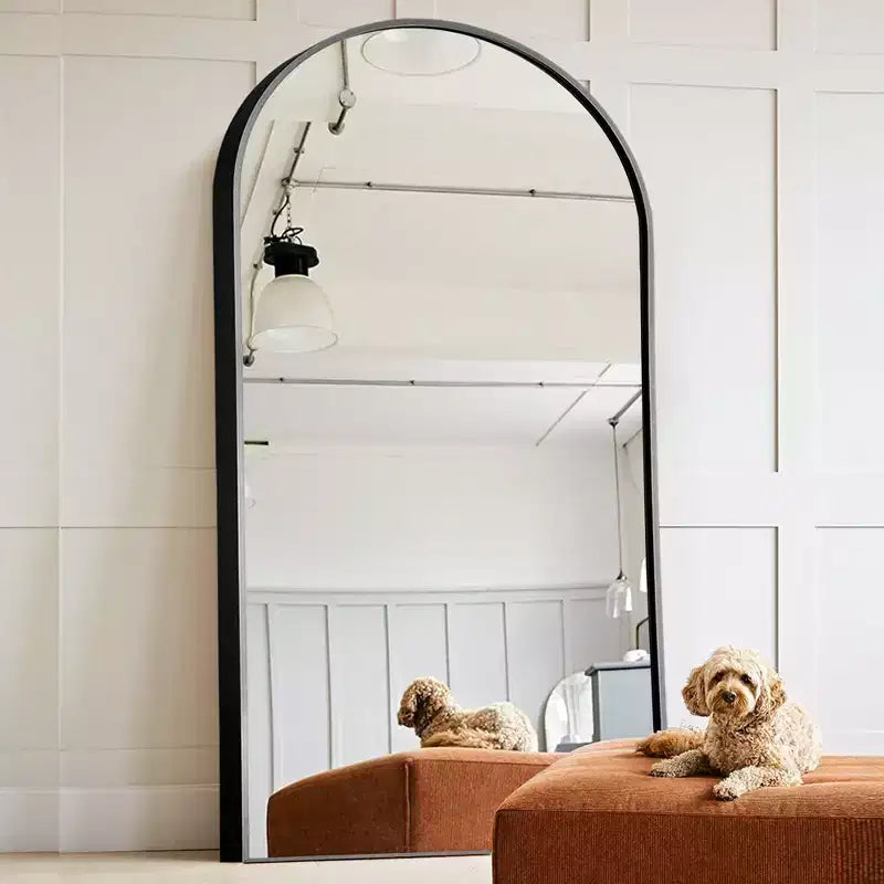 Miroir Mural Complet Dovelina Modern Arch avec Cadre en Alliage d'Aluminium Grand Format