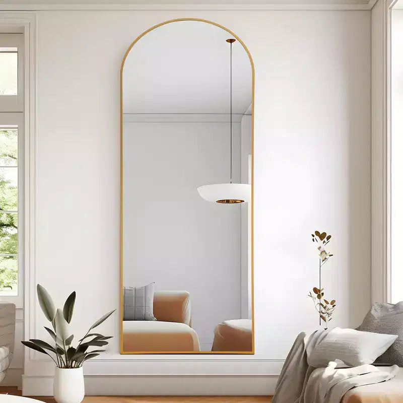 Miroir Mural Complet Dovelina Modern Arch avec Cadre en Alliage d'Aluminium Grand Format