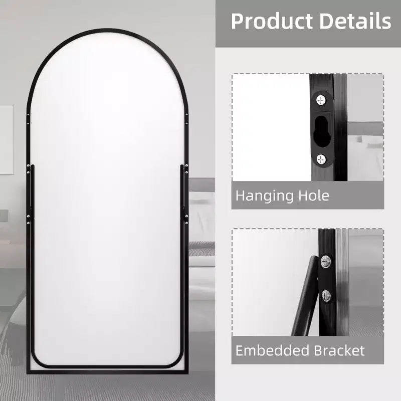Miroir Mural Complet Dovelina Modern Arch avec Cadre en Alliage d'Aluminium Grand Format