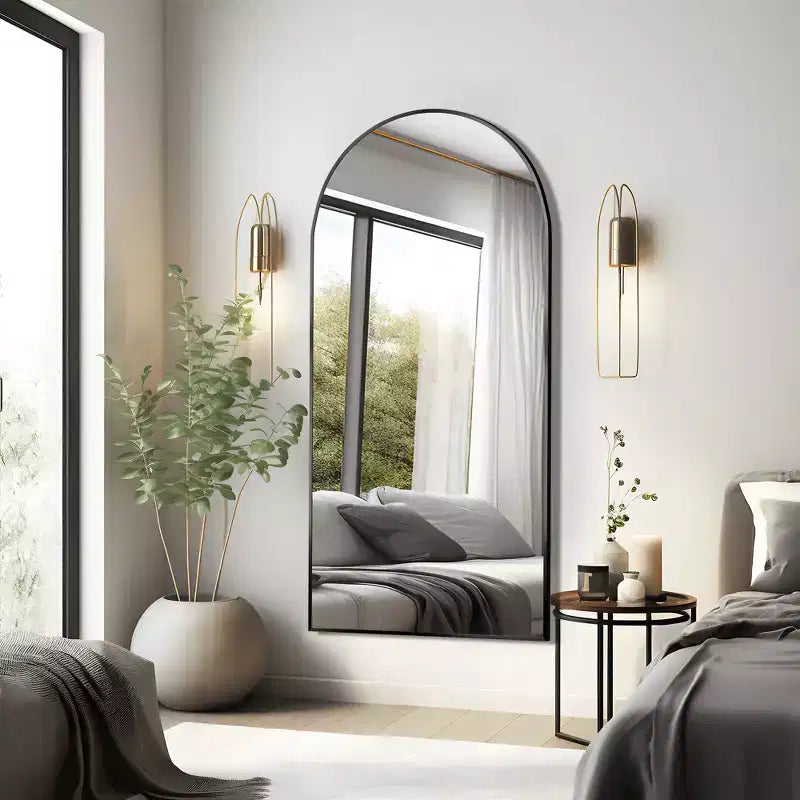 Miroir Mural Complet Dovelina Modern Arch avec Cadre en Alliage d'Aluminium Grand Format