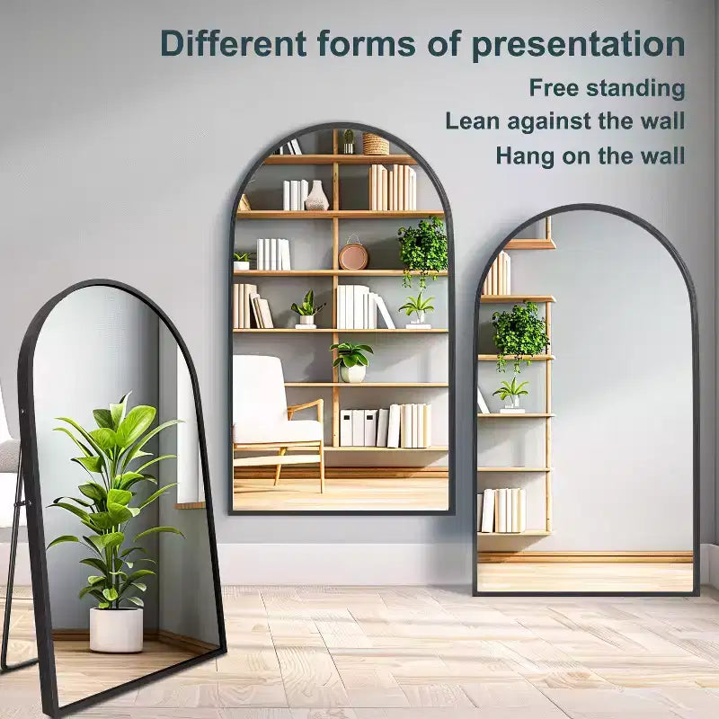 Miroir Mural Complet Dovelina Modern Arch avec Cadre en Alliage d'Aluminium Grand Format