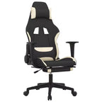vidaXL Modern Gaming Chair with Adjustable Features, Black and Cream Fabric - Ideal for Enhancing Gaming Experience with Ultimate Comfort