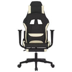 vidaXL Chaise de jeu moderne avec fonctions réglables, tissu noir et crème – Idéale pour améliorer l'expérience de jeu avec un confort optimal