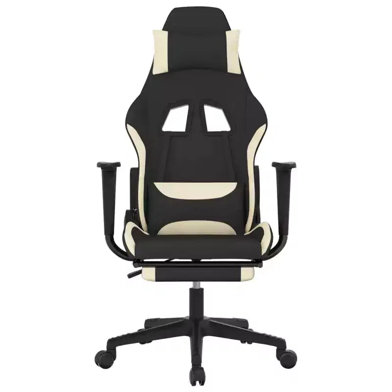 vidaXL Chaise de jeu moderne avec fonctions réglables, tissu noir et crème – Idéale pour améliorer l'expérience de jeu avec un confort optimal
