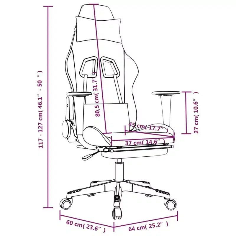 vidaXL Chaise de jeu moderne avec fonctions réglables, tissu noir et crème – Idéale pour améliorer l'expérience de jeu avec un confort optimal