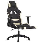 vidaXL Chaise de jeu moderne avec fonctions réglables, tissu noir et crème – Idéale pour améliorer l'expérience de jeu avec un confort optimal