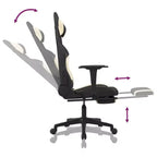 vidaXL Chaise de jeu moderne avec fonctions réglables, tissu noir et crème – Idéale pour améliorer l'expérience de jeu avec un confort optimal