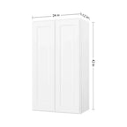 HOMLUX Meuble haut de cuisine mural facile à monter, 30,5 cm P x 106,7 cm H, style shaker blanc, 2 portes, 3 étagères