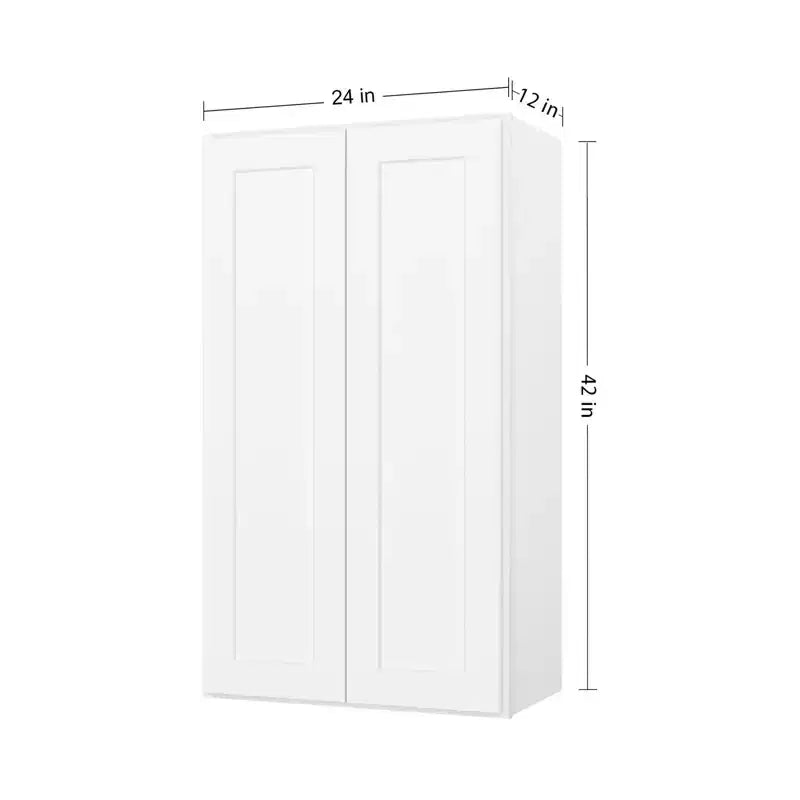 HOMLUX Meuble haut de cuisine mural facile à monter, 30,5 cm P x 106,7 cm H, style shaker blanc, 2 portes, 3 étagères