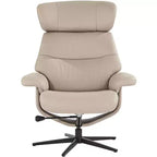Fauteuil inclinable moderne en similicuir Bruce Mushroom BenchMaster avec repose-pieds, inclinable manuel ergonomique et pivotant pour chambre à coucher