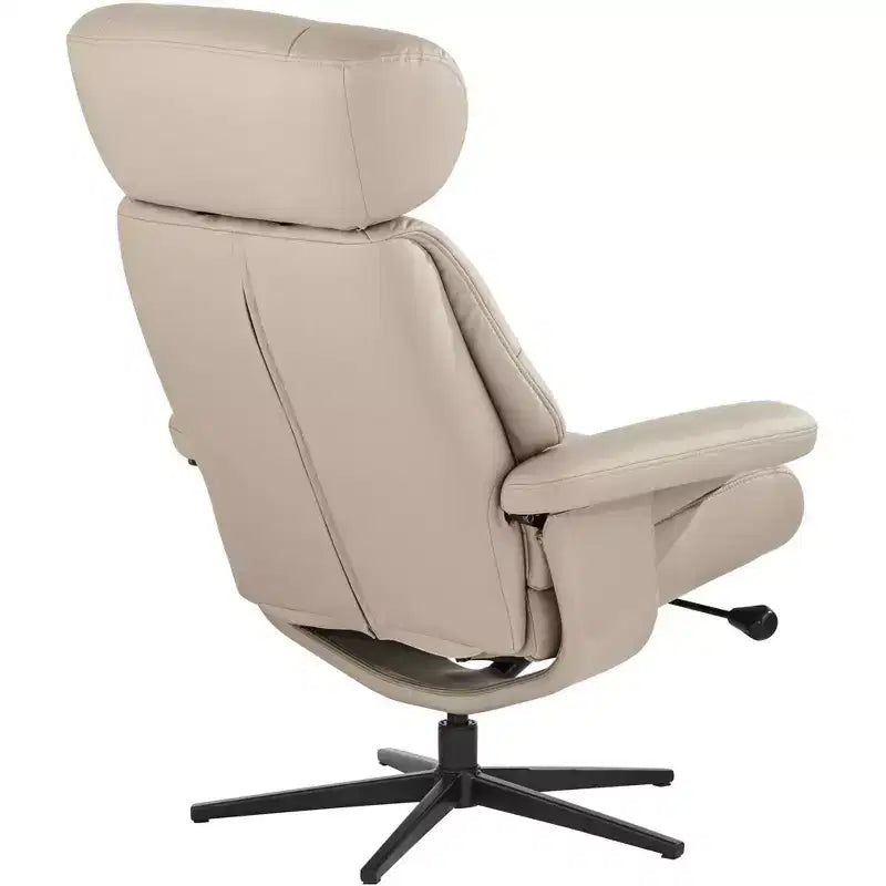 Fauteuil inclinable moderne en similicuir Bruce Mushroom BenchMaster avec repose-pieds, inclinable manuel ergonomique et pivotant pour chambre à coucher