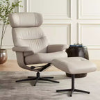 Fauteuil inclinable moderne en similicuir Bruce Mushroom BenchMaster avec repose-pieds, inclinable manuel ergonomique et pivotant pour chambre à coucher
