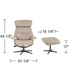 Fauteuil inclinable moderne en similicuir Bruce Mushroom BenchMaster avec repose-pieds, inclinable manuel ergonomique et pivotant pour chambre à coucher
