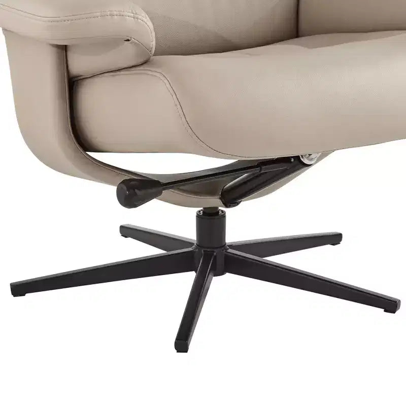 Fauteuil inclinable moderne en similicuir Bruce Mushroom BenchMaster avec repose-pieds, inclinable manuel ergonomique et pivotant pour chambre à coucher
