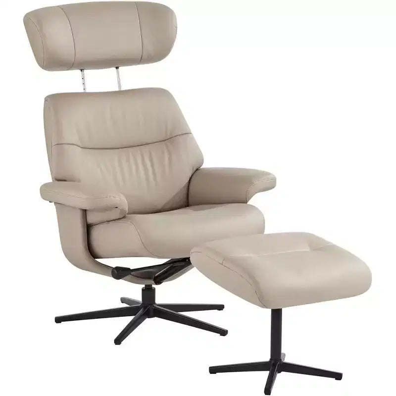 Fauteuil inclinable moderne en similicuir Bruce Mushroom BenchMaster avec repose-pieds, inclinable manuel ergonomique et pivotant pour chambre à coucher