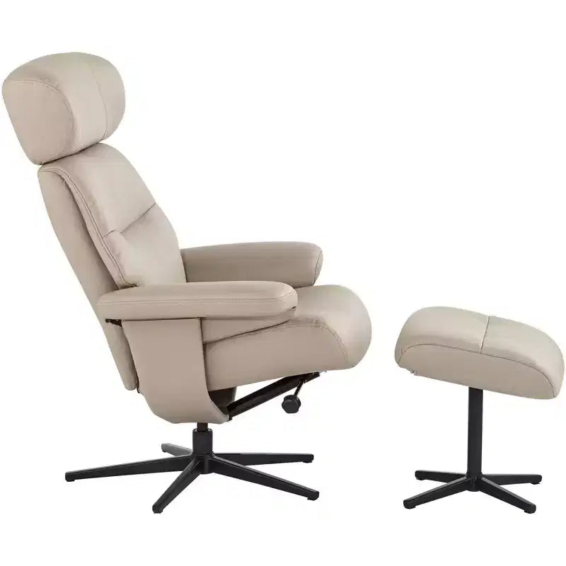 Fauteuil inclinable moderne en similicuir Bruce Mushroom BenchMaster avec repose-pieds, inclinable manuel ergonomique et pivotant pour chambre à coucher