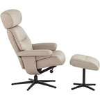 Fauteuil inclinable moderne en similicuir Bruce Mushroom BenchMaster avec repose-pieds, inclinable manuel ergonomique et pivotant pour chambre à coucher