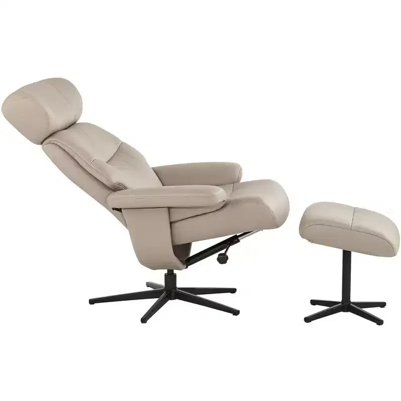 Fauteuil inclinable moderne en similicuir Bruce Mushroom BenchMaster avec repose-pieds, inclinable manuel ergonomique et pivotant pour chambre à coucher
