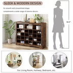Meuble de rangement pour chaussures moderne à 24 casiers, meuble à chaussures autoportant, organisateur de chaussures en bois avec base incurvée pour entrée, couloir, salon