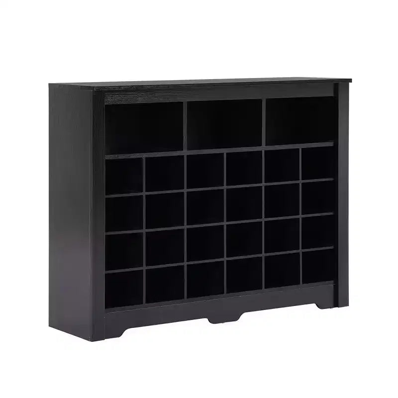 Meuble de rangement pour chaussures moderne à 24 casiers, meuble à chaussures autoportant, organisateur de chaussures en bois avec base incurvée pour entrée, couloir, salon