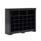 Meuble de rangement pour chaussures moderne à 24 casiers, meuble à chaussures autoportant, organisateur de chaussures en bois avec base incurvée pour entrée, couloir, salon