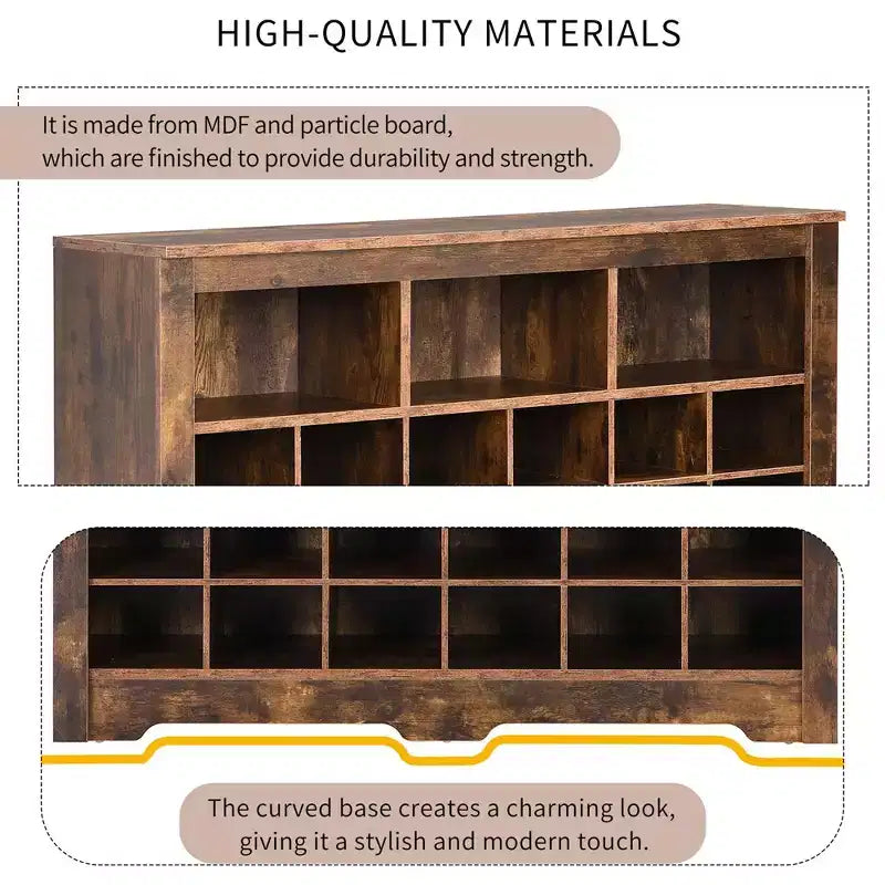 Meuble de rangement pour chaussures moderne à 24 casiers, meuble à chaussures autoportant, organisateur de chaussures en bois avec base incurvée pour entrée, couloir, salon
