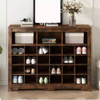 Meuble de rangement pour chaussures moderne à 24 casiers, meuble à chaussures autoportant, organisateur de chaussures en bois avec base incurvée pour entrée, couloir, salon