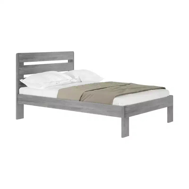 Cadre de lit double Plank+Beam Farmhouse avec tête de lit en planches, lit plateforme en bois massif
