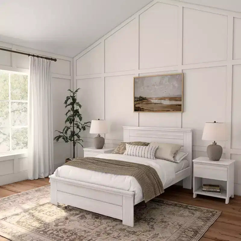 Plank+Beam Farmhouse Full Size Bed Frame with Headboard, Solid Wood Platform Bed