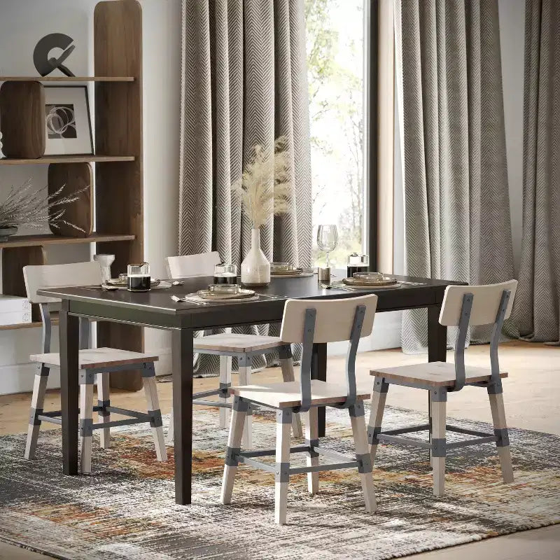 Chaises de salle à manger Merrick Lane avec supports en acier et repose-pieds - Lot de 4