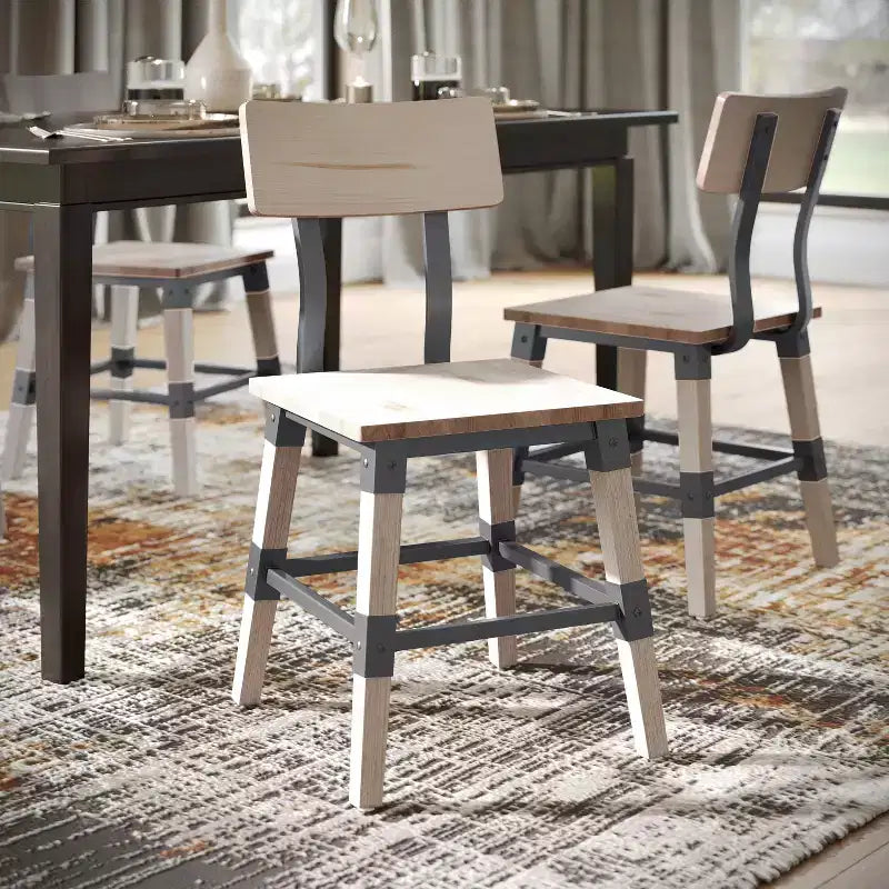 Chaises de salle à manger Merrick Lane avec supports en acier et repose-pieds - Lot de 4
