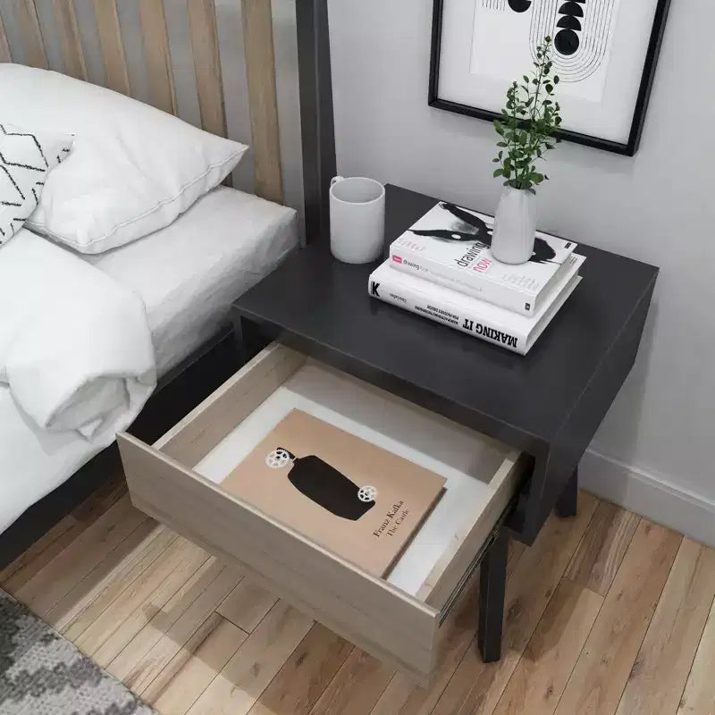 Table de chevet en bois massif Plank+Beam avec tiroir de rangement, petite table d'appoint moderne