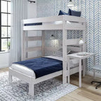 Plank+Beam Solid Wood Farmhouse Twin over Twin L-Shaped Bunk Bed Bed with Desk
