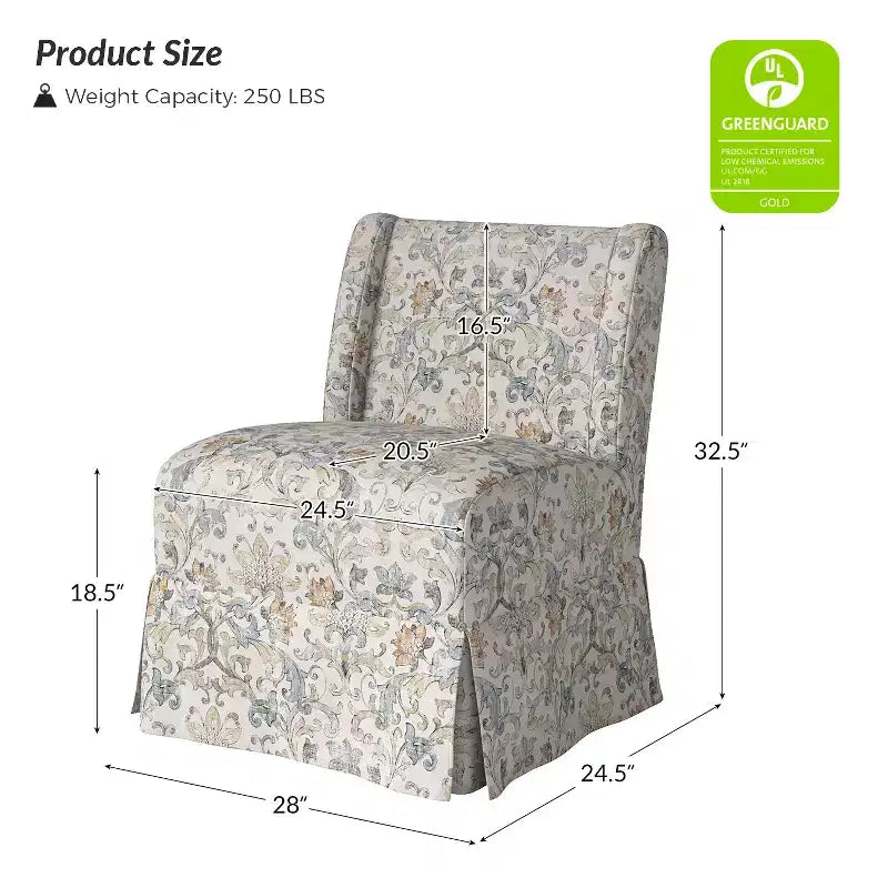 Fabrizius Chaise sans accoudoirs rembourrée de transition avec housse lavable et pieds en bois massif | HULALA HOME