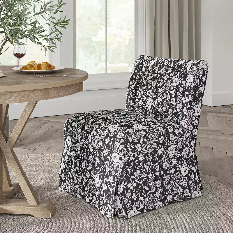 Fabrizius Chaise sans accoudoirs rembourrée de transition avec housse lavable et pieds en bois massif | HULALA HOME