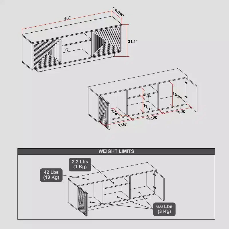 Meuble TV moderne Techni Mobili pour téléviseurs jusqu'à 70"