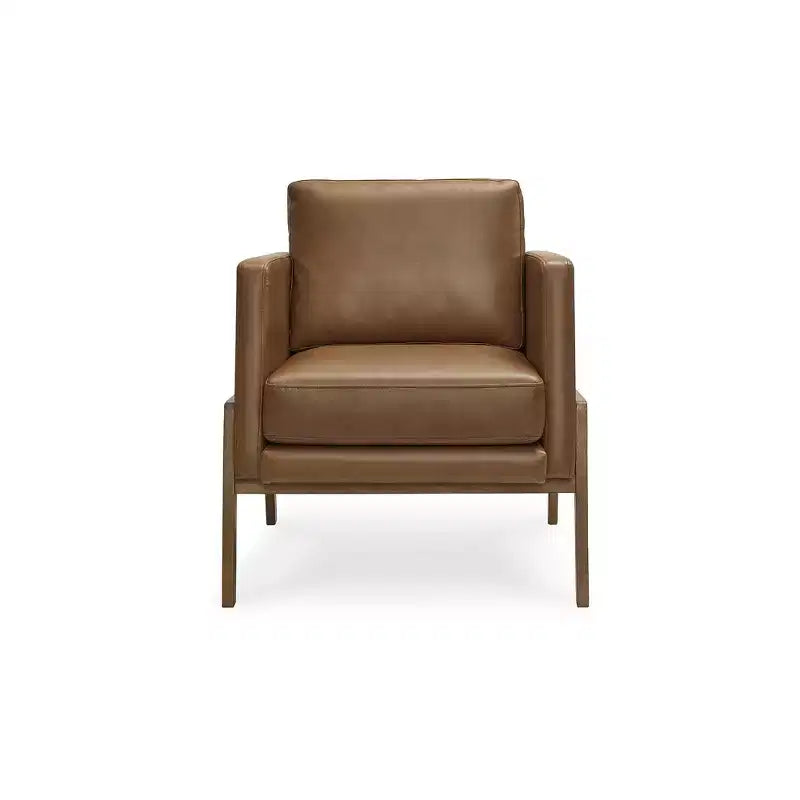 Signature Design by Ashley Numund, fauteuil d'appoint moderne en similicuir avec coussins réversibles, brun caramel