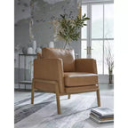 Signature Design by Ashley Numund, fauteuil d'appoint moderne en similicuir avec coussins réversibles, brun caramel