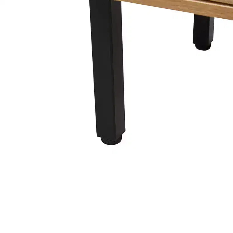 Table basse en rotin avec rangement à porte coulissante, pieds en métal, tables basses bohème pour salon 102 x 54 x 42 cm