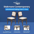 MECO Stakmore Lot de 4 chaises de salle à manger pliantes compactes contemporaines en bois massif de qualité supérieure avec siège rembourré en tissu, coloris bois fruitier