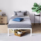 Cadre de lit Lusimo 14 pouces – Facile à monter – Plateforme en métal avec support de lattes en acier – Lit simple/double/Queen/King