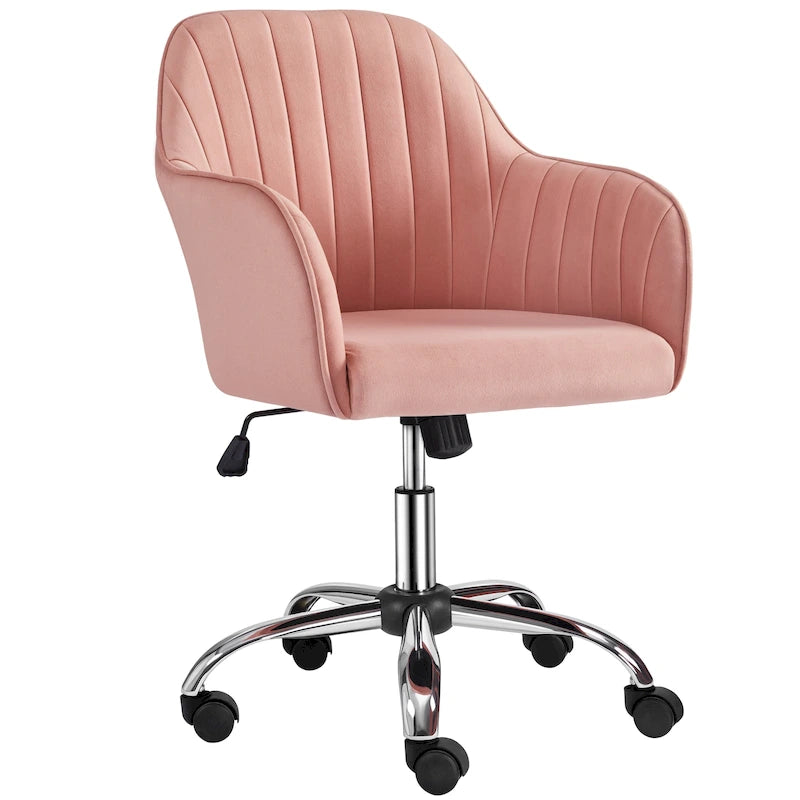 Chaise de bureau pivotante réglable en hauteur avec roulettes à 360° Rose / Gris foncé / Ivoire / Gris clair / Marron rétro – Siège unique
