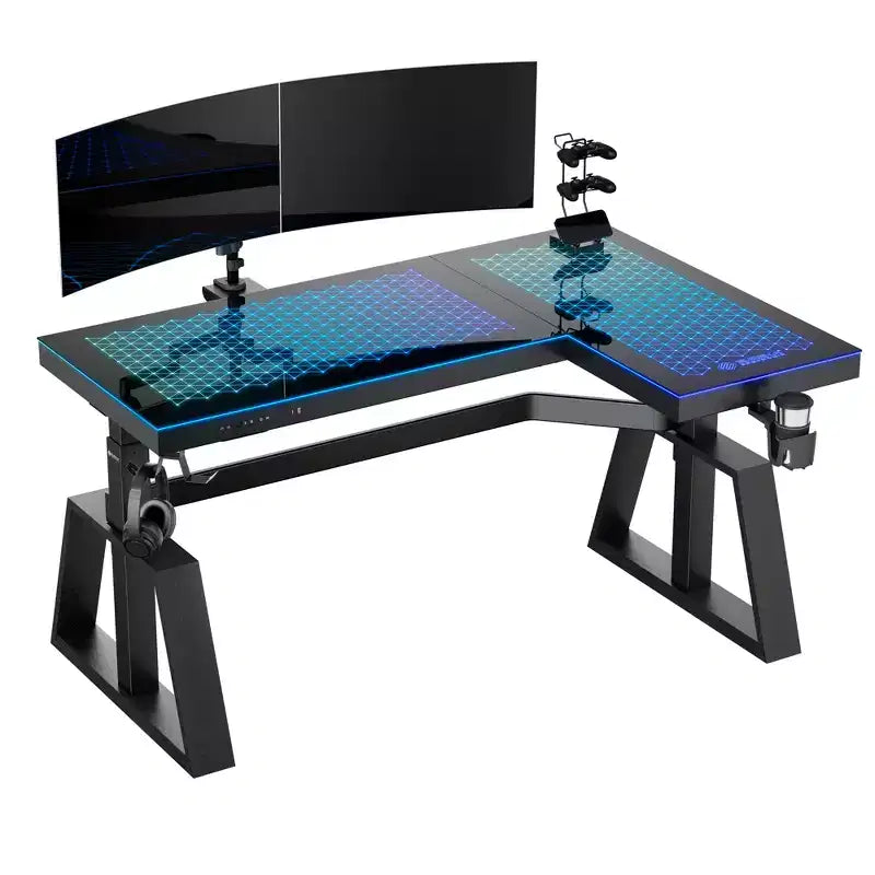 EUREKA ERGONOMIC GTG-L60 Pro, bureau de jeu assis-debout avec plateau en verre 60x23