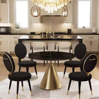 Table à manger ronde moderne 47'' Plateau rond en faux marbre Table de cuisine avec pied conique de luxe doré pour salle à manger, cuisine, bistrot - Morden Fort
