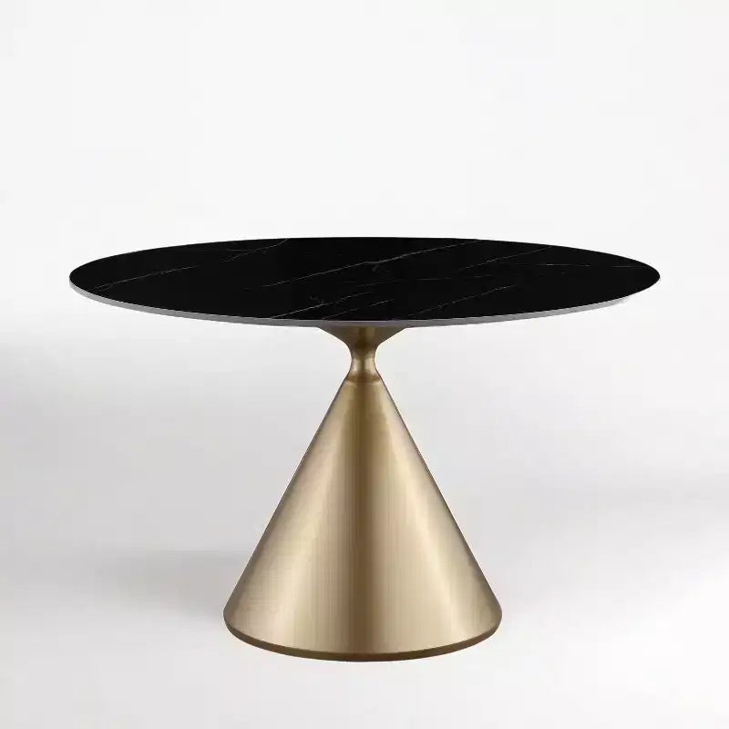 Table à manger ronde moderne 47'' Plateau rond en faux marbre Table de cuisine avec pied conique de luxe doré pour salle à manger, cuisine, bistrot - Morden Fort