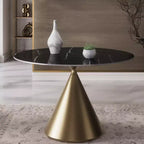 Table à manger ronde moderne 47'' Plateau rond en faux marbre Table de cuisine avec pied conique de luxe doré pour salle à manger, cuisine, bistrot - Morden Fort