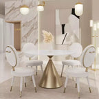Table à manger ronde moderne 47'' Plateau rond en faux marbre Table de cuisine avec pied conique de luxe doré pour salle à manger, cuisine, bistrot - Morden Fort
