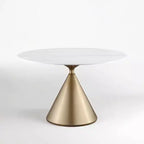 Table à manger ronde moderne 47'' Plateau rond en faux marbre Table de cuisine avec pied conique de luxe doré pour salle à manger, cuisine, bistrot - Morden Fort